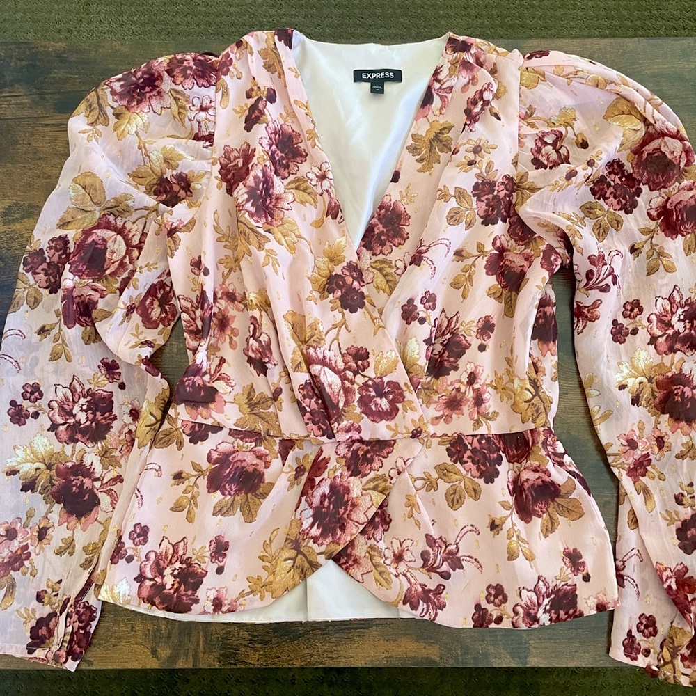 Express faux wrap floral top